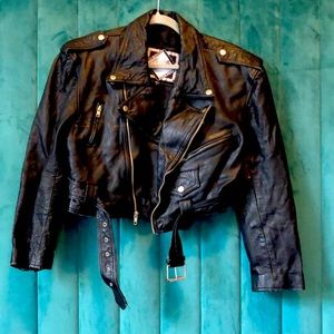 90s vintage leather motorcycle jacket L